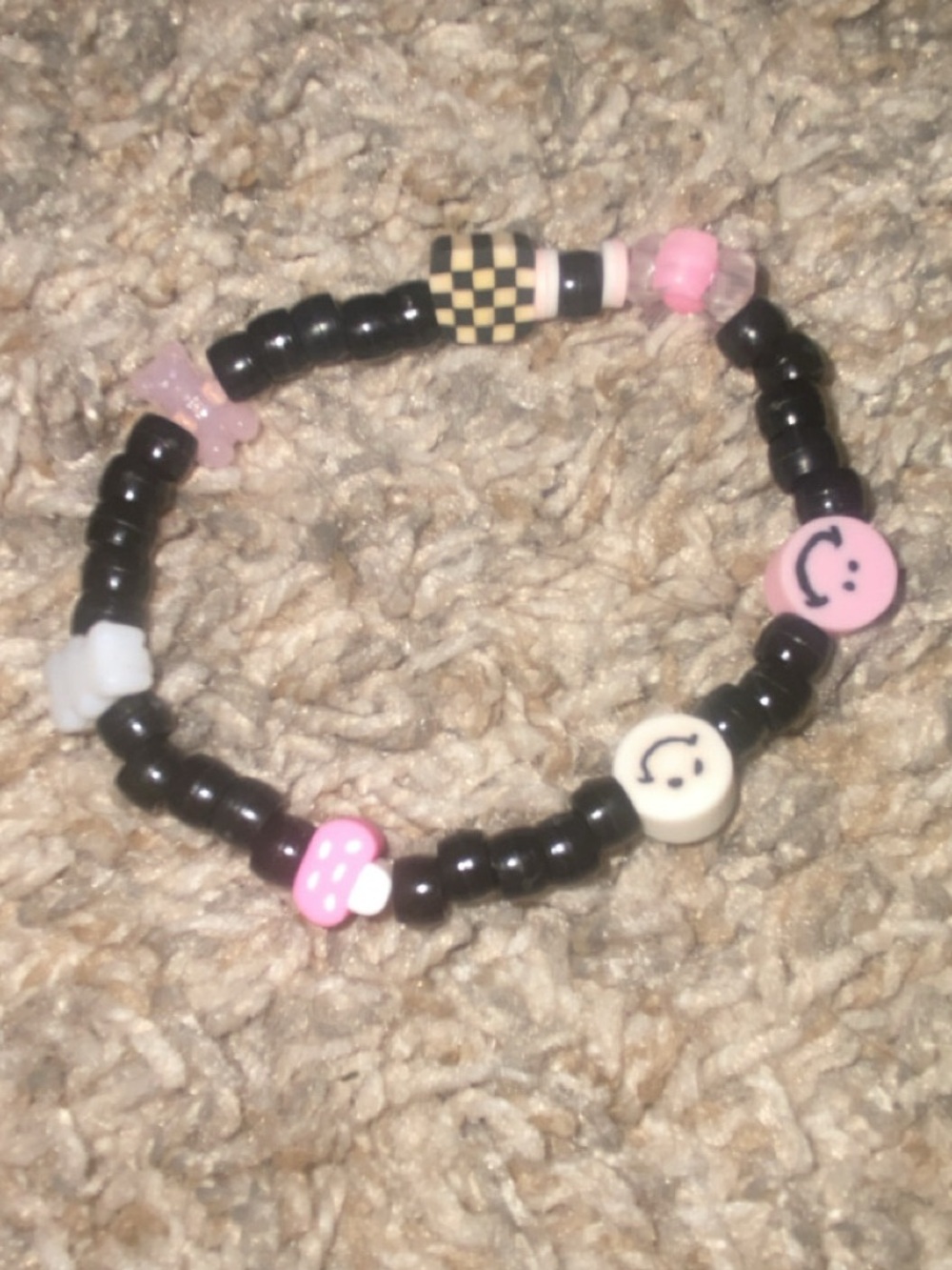 Multi-Color Beaded Stretch Bracelet Set - Fun Smiley & Flower Charms - Picture 3 of 6